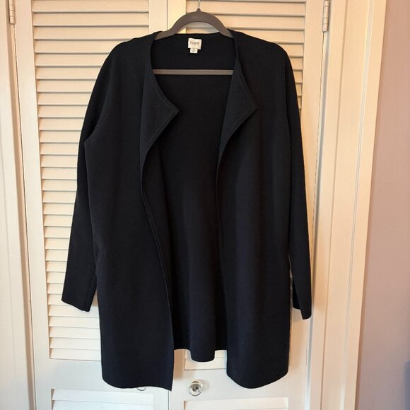 J. Crew Factory women's Vanessa sweater jacket coat black medium cotton open - Picture 2 of 8